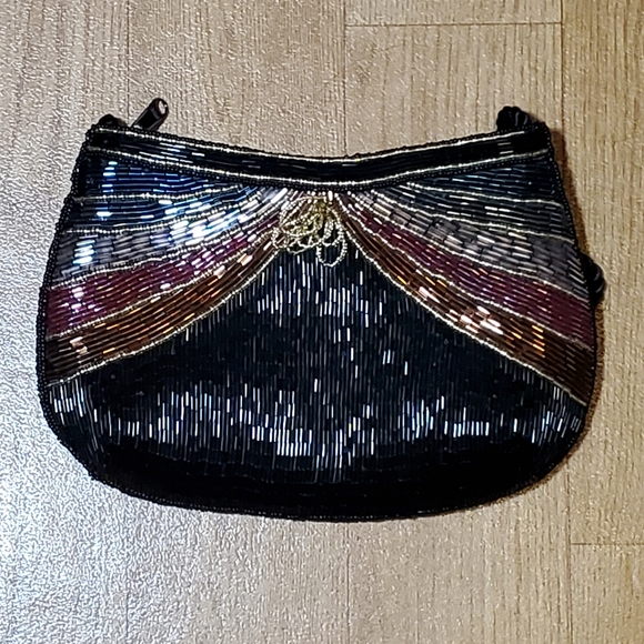 HANDBAG Women's Purse Pocketbook Crossbody Bag Beaded Pattern EUC - Picture 6 of 6